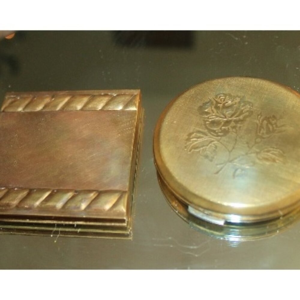 2 Vintage Stratton & Tussey Collectible Powder Makeup Compact w Mirror